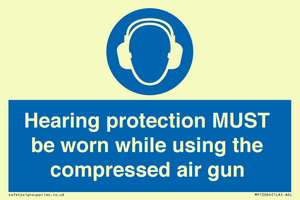 Hearing protection MUST be worn while using the compressed air gun